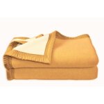 Couverture aubisque en laine woolmark 220x240 cm mas et champagne