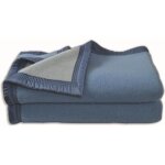 Couverture aubisque en laine woolmark 220x240 cm myosotis et ciel