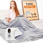 Couverture chauffante - mia & coco - 160x130cm - flanelle sherpa - 10 niveaux de temp�rature - minuterie ...