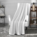 Couverture flanelle 180x220 cm calin blanc par soleil docre Couverture flanelle 180x220 cm calin blanc par soleil docre