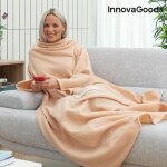 Couverture � manche - innovagoods - faboulazy - beige - poche centrale - confort optimal