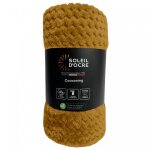 Couverture plaid 180x220 cm cocooning moutarde par soleil docre