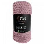 Couverture plaid 180x220 cm cocooning vieux rose par soleil docre Couverture plaid 180x220 cm cocooning vieux rose par soleil docre