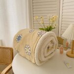 Couverture polaire 150x200cm avec fermeture eclair joli plaid jaune floral couvre lit flanelle chaud ...