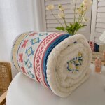 Couverture polaire 200x230cm avec fermeture eclair plaid blanc bleu couvre lit flanelle chaud jet canap ...