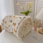 Couverture polaire - nayoroom - 200x230cm - orange blanc - flanelle sherpa - housse de couette canap� ...