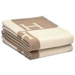 Couverture - jormftte - plaid beige - 140 x 170 cm - acrylique / laine - style scandinave