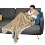 Couverture polaire plaid intégral avec manches et poche - 120 x 160 cm - sherpa et flanelle - enfant ... Couverture polaire plaid intégral avec manches et poche - 120 x 160 cm - sherpa et flanelle - enfant ...