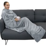 Couverture polaire plaid int�gral avec manches et poche - enfant ou adulte jusqu� 1. 65m 160 x 120 cm ...