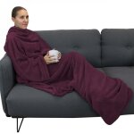 Couverture polaire plaid int�gral avec manches et poche - enfant ou adulte jusqu� 1. 65m 160 x 120 cm ...