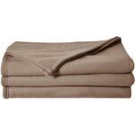 Couverture polaire toison dor - poleco - 220 x 240 cm - coloris taupe