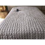 Couvre lit - ourson - seersucker - 220x240 cm - piquage carreaux - microfibre blanc
