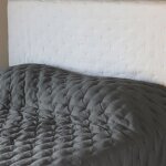 Couvre - lit 240x260 cm celeste velours piquage points brods gris anthracite