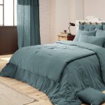 Couvre - lit double gaze de coton bleu canard 90x200 cm - bleu canard - terre de nuit