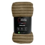 Couvre lit flanelle et velours 220x240 cm himalaya camel par soleil docre