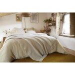 Couvre - lit � franges 240 x 260 cm bouteille recycl� gabin naturel