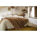 Couvre lit  franges nid dabeille gabin 240 x 260 cm - gabin camel