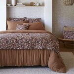 Couvre - lit gaze de coton imprim floral 90x200 cm marron - marron - terre de nuit