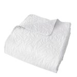 Couvre - lit microfibre � motif floral blanc 240x220 cm