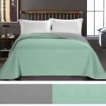 Couvre - lit - myne - axel - reversible - microfibre - 200 x 220 cm - mint / steel