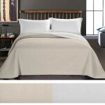 Couvre - lit - myne - axel - reversible - microfibre - 260 x 280 cm - beige / white