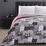 Couvre - lit - myne - colors - rversible - microfibre - 200 x 220 cm - design: cats invasion