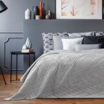 Couvre - lit - myne - laila - rversible - microfibre - 260 x 280 cm - gris silver