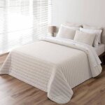 Couvre - lit - pierre cardin - beige - 235 x 270 cm - 2 housses de coussin - toucher lin �l�gant