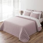 Couvre - lit - pierre cardin - boutis en lin rose - 235 x 270 cm - rembourrage fin - 2 housses de coussin ...