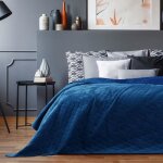 Couvre - lit - myne - laila - rversible - microfibre - 240 x 260 cm - bleu royal