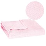 Couvre - lit - springos - zigzag - 160 x 200 cm - rose pastel - 100% polyester