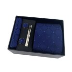 Cravate homme - insfity - carreau bleu - coffret cadeau 4 pcs