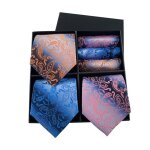 Cravate homme - insfity - lot 3 cravate jacquard daffaires formelle mariage - noir - polyester - adulte ...