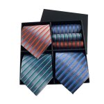 Cravate homme - insfity - lot 3 jacquard daffaires formelle mariage - noir ray�