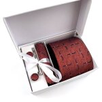 Cravate homme tiss�e jacquard mouchoir de poche boutons de manchette pince � cravate 4 pi�ces - bordeaux ...