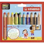 Crayon de coloriage - stabilo - woody 3in1 - multicolore - 10 crayons + taille - crayon - 3 ans et plus ...