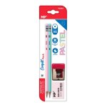 Crayon  papier - pastel - lot de 2 - embout gomme - taille - crayon - gomme