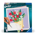 Creart 20x20 cm bouquet de tulipes loisir cratif adulte peinture par numros 25518 ravensburger