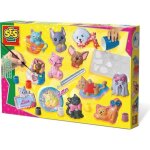 Ses creative - moulage en pltre chiens et chats - jaune vert et rose - enfant - plus de 5 ans