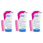 Cr�me d�pilatoire - veet - lot de 3 - sous la douche - peaux sensibles - tube de 150 ml