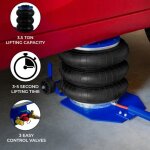 Cric pneumatique - monstershop - 35t - acier enduit de poudre - plage de levage 165 - 40cm - 2 roues Cric pneumatique - monstershop - 35t - acier enduit de poudre - plage de levage 165 - 40cm - 2 roues