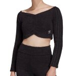 Crop top femme adidas - noir - coupe ajustée - manches longues - maille douce Crop top femme adidas - noir - coupe ajustée - manches longues - maille douce