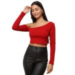 Crop top avec manches asymtriques  effet dcoup. modle moulant. pour femme - tops t - shirts - la ...