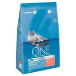Croquettes - purina one - saumon - 3kg - lot de 2 - spcial chat strilis