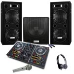 Cube 1512 pack sono amplifi� 2800w + controleur party mix numark + caisson 800w pa dj sono light led