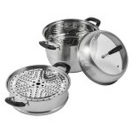 Cuiseur vapeur - vevor - cuit vapeur cuit vapeur 3 tages 28cm 1 marmite 8l 1 panier 2 plateaux