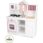 Cuisine en bois pour enfants - kidkraft - modern country - rideaux � carreaux - blanc