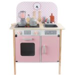 Cuisine en bois avec horloge - menfi - cuisine pour enfants rose Cuisine en bois avec horloge - menfi - cuisine pour enfants rose