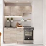 Cuisine complète l 180cm 5 éléments couleur chêne sonoma plan de travail inclus mila Cuisine complète l 180cm 5 éléments couleur chêne sonoma plan de travail inclus mila