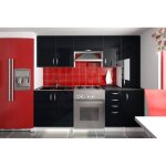 Cuisine complte 220 cm oxane noir laqu